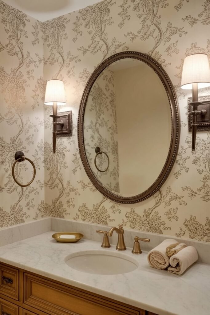 use these 2 exact keyword for pin title: half bathroom ideas, moody powder room ideas. (use these exact keywords for pin description: half bathroom ideas, moody powder room ideas, half bathroom decor ideas, half bathroom inspiration, powder room design ideas, small powder room ideas, small half bathroom ideas, powder room decor ideas)