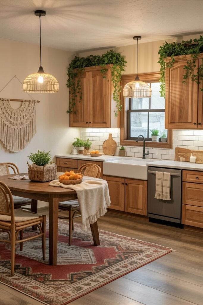 use these 2 exact keywords for pin title: modern boho kitchen ideas, boho kitchen decor ideas. (use these exact keywords for pin description: modern boho kitchen ideas, boho kitchen decor ideas, boho chic kitchen design inspirations, boho style kitchen inspo, kitchen boho ideas, rustic boho kitchen, boho earthy kitchen, bohemian kitchen ideas)