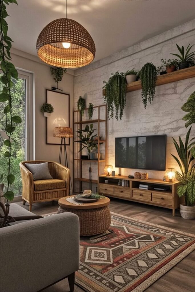 use these 2 exact keywords for pin title: modern boho living room decor, cozy boho living room ideas. (use these exact keywords for pin description: modern boho living room decor, cozy boho living room ideas, boho chic living room inspiration, boho western living room, boho style living room inspo, warm boho living room designs)