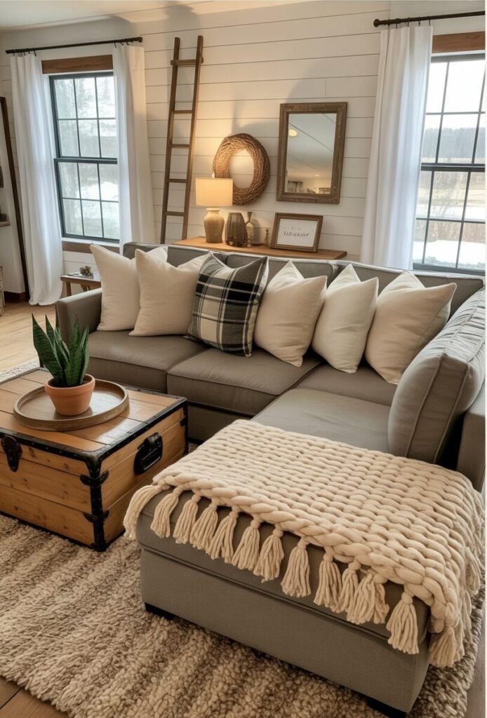 use these 2 exact keywords for pin title: modern farmhouse living room ideas, cozy modern farmhouse living room decor. (use these exact keywords for pin description: modern farmhouse living room ideas, cozy modern farmhouse living room decor, modern farmhouse decor living room, modern home decor ideas living room farmhouse, modern farmhouse style living room inspiration, modern western farmhouse living room designs, modern contemporary farmhouse living room inspo)