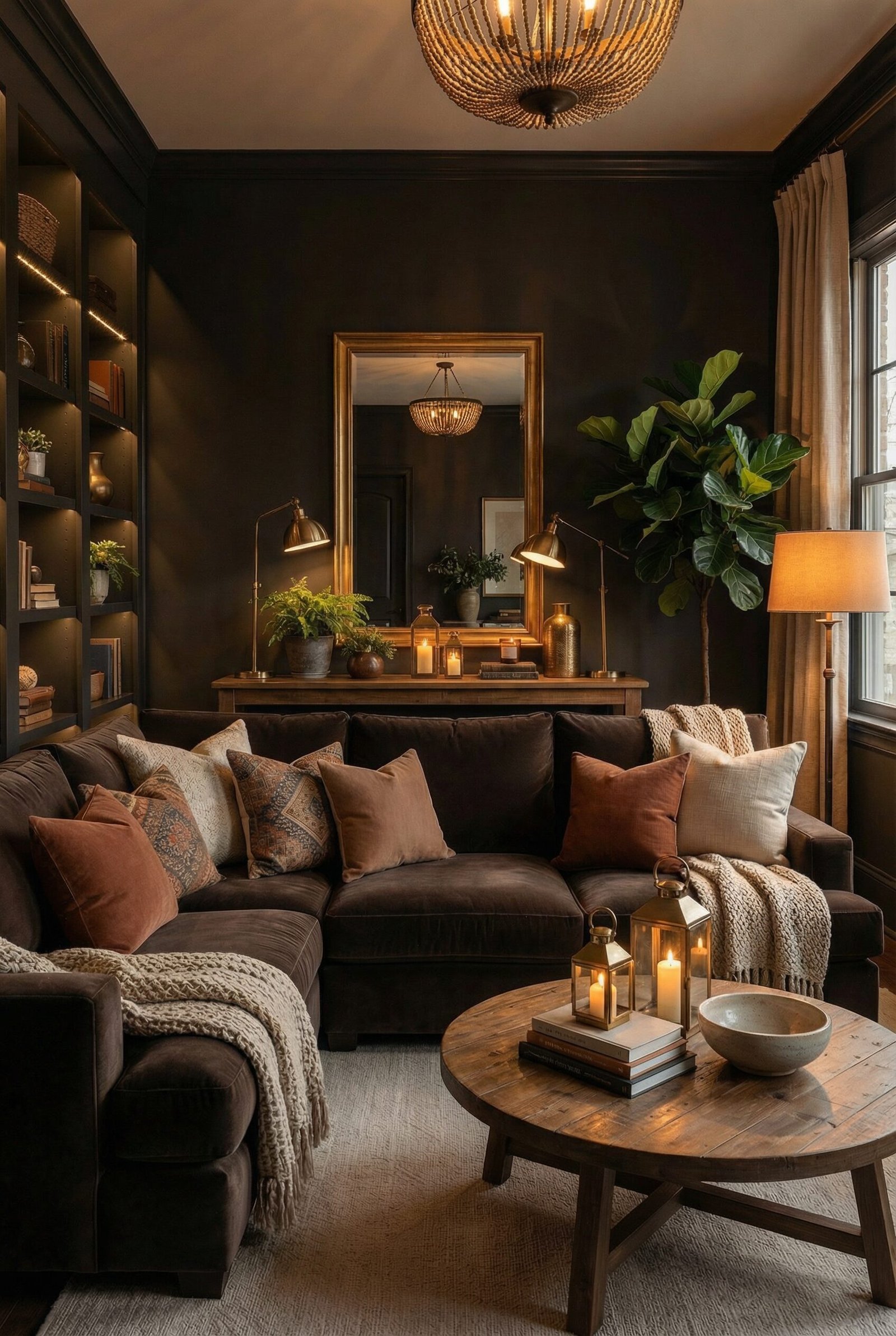 How to Design a Moody Living Room Using Contrast Control and Warm ...
