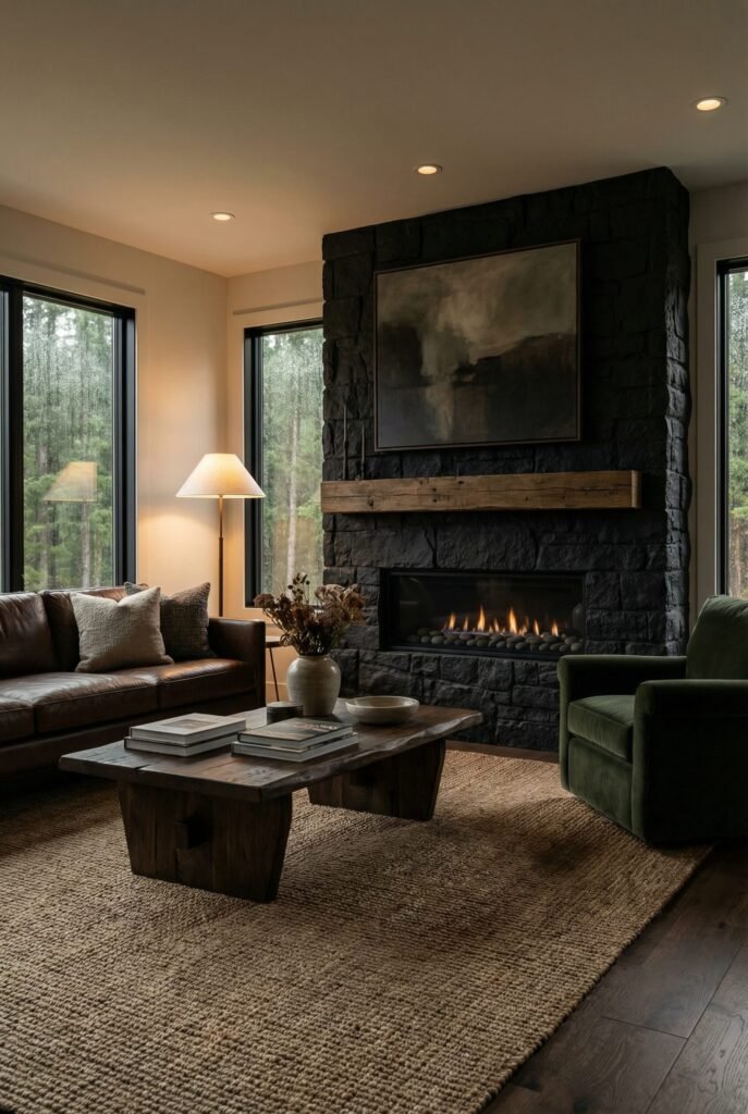 use these 2 exact keywords for pin title: moody living room design ideas, cozy moody living room ideas (use these exact keywords for pin description: moody living room design ideas, cozy moody living room ideas, dark moody living room decor ideas, moody organic modern living room inspo, moody family room, dark and moody living room inspiration)