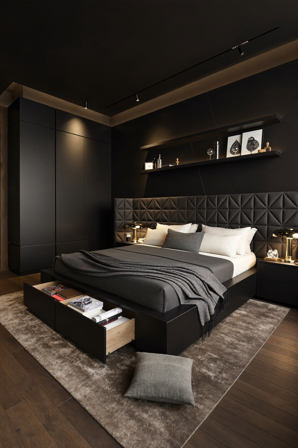use these 2 exact keywords for pin title: black bedroom ideas, black bedroom decor (use these exact keywords for pin description: black bedroom ideas, black bedroom decor, black room ideas, black bedroom aesthetic, black room decor bedroom, bedroom black, black room aesthetic, dark moody bedroom inspo, dark room designs)